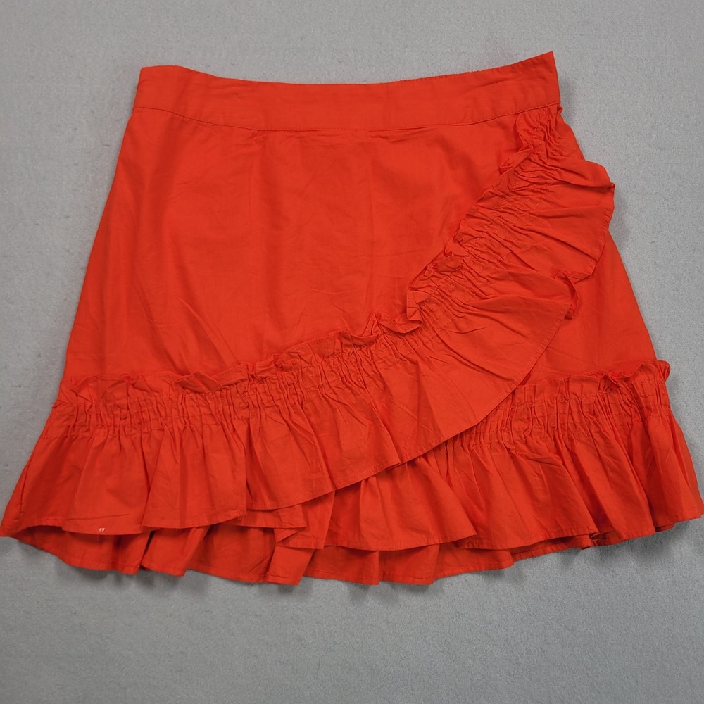 Sim & Sam‎ Orange Ruffle Mini Skirt Cotton Size Medium NWT